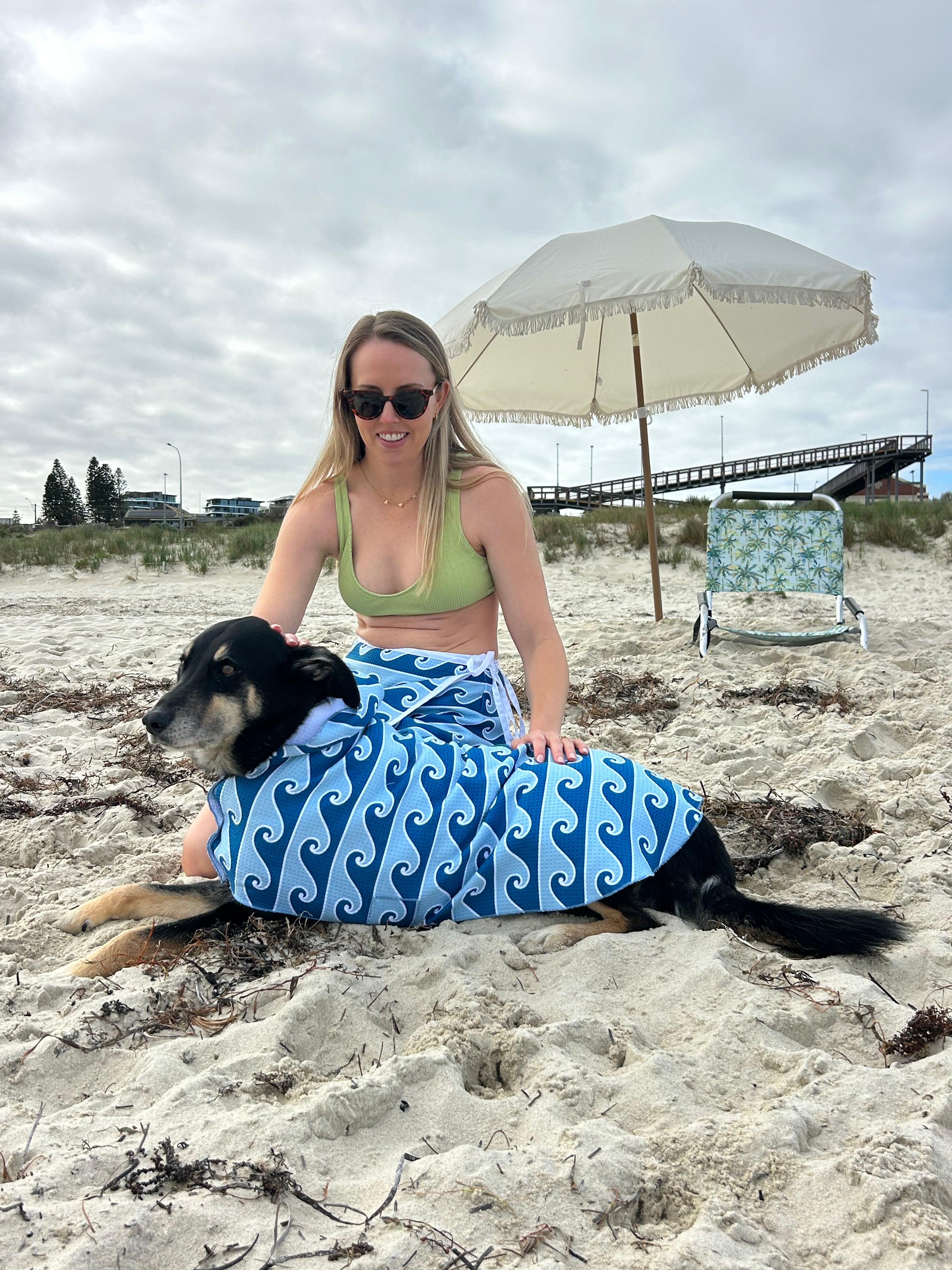 Dog Towel Robe - Waves