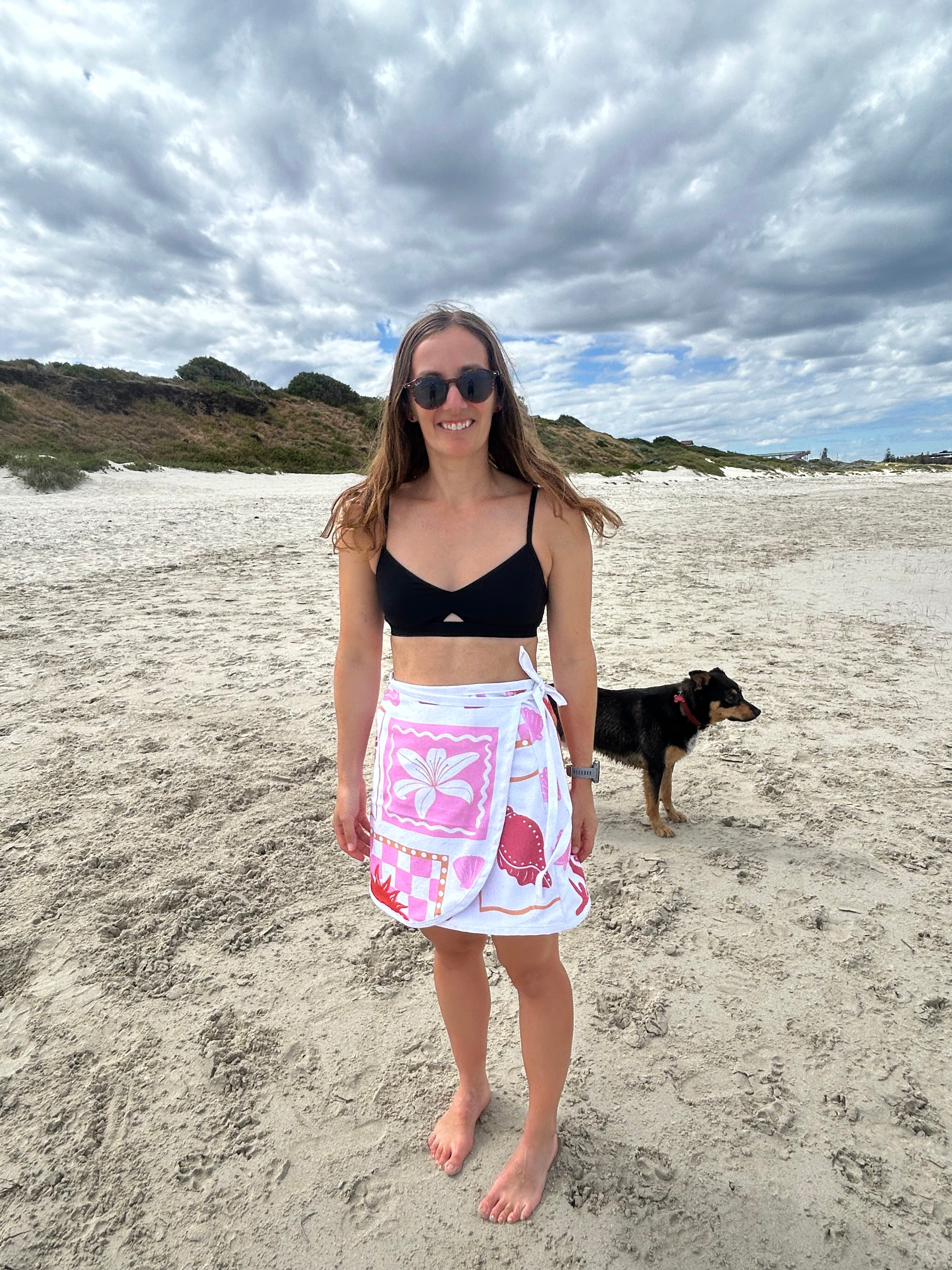 Wrap Towel Skirt - Orange and Pink