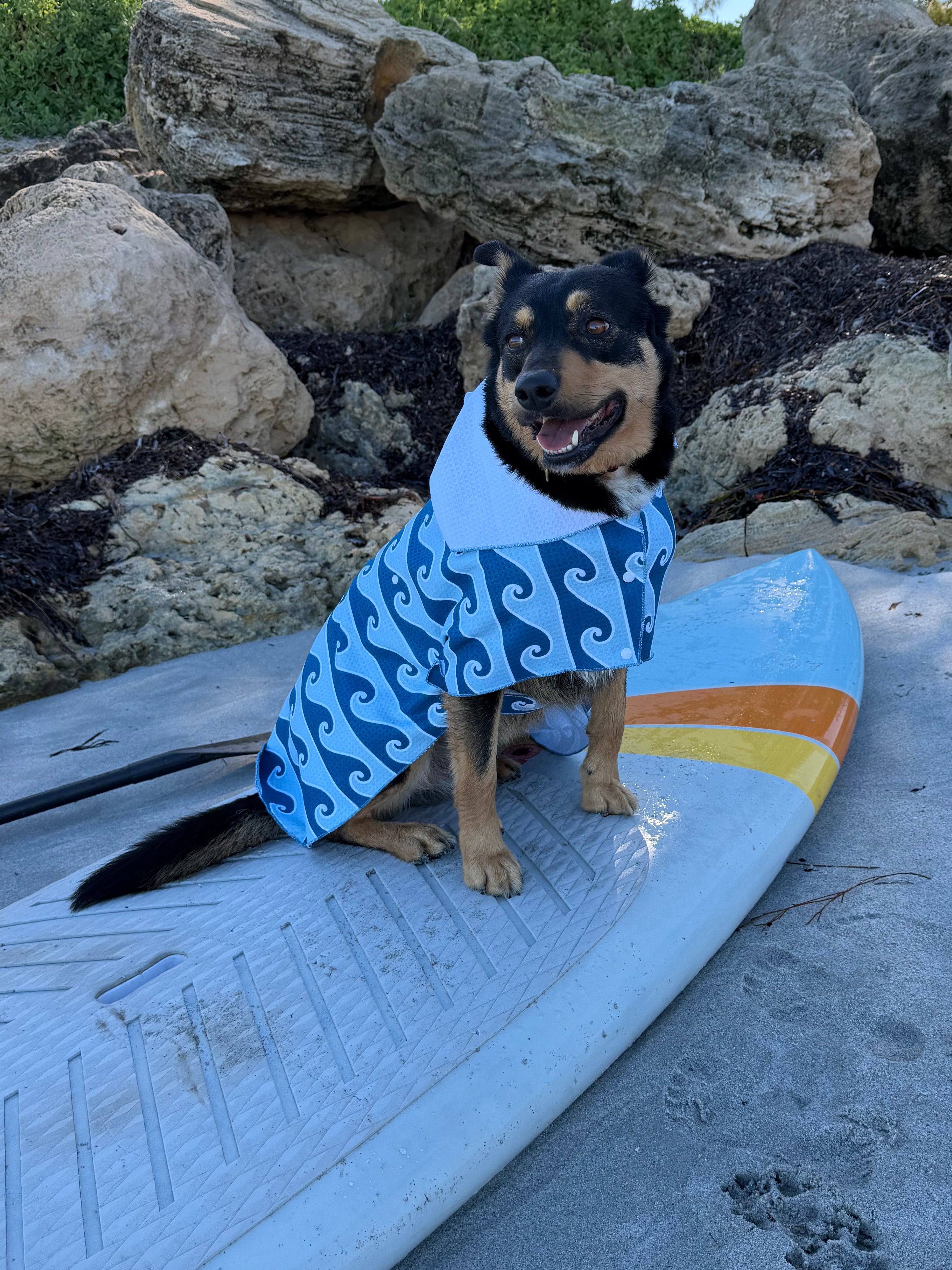 Dog Towel Robe - Waves
