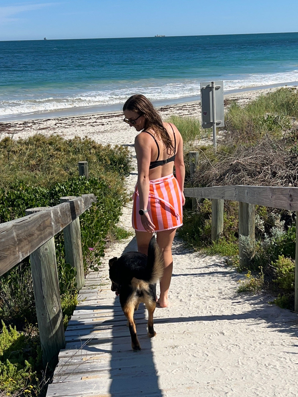 Wrap Towel Skirt - Orange and Pink Stripes