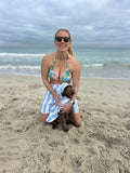 Dog Towel Robe - Blue Stripes