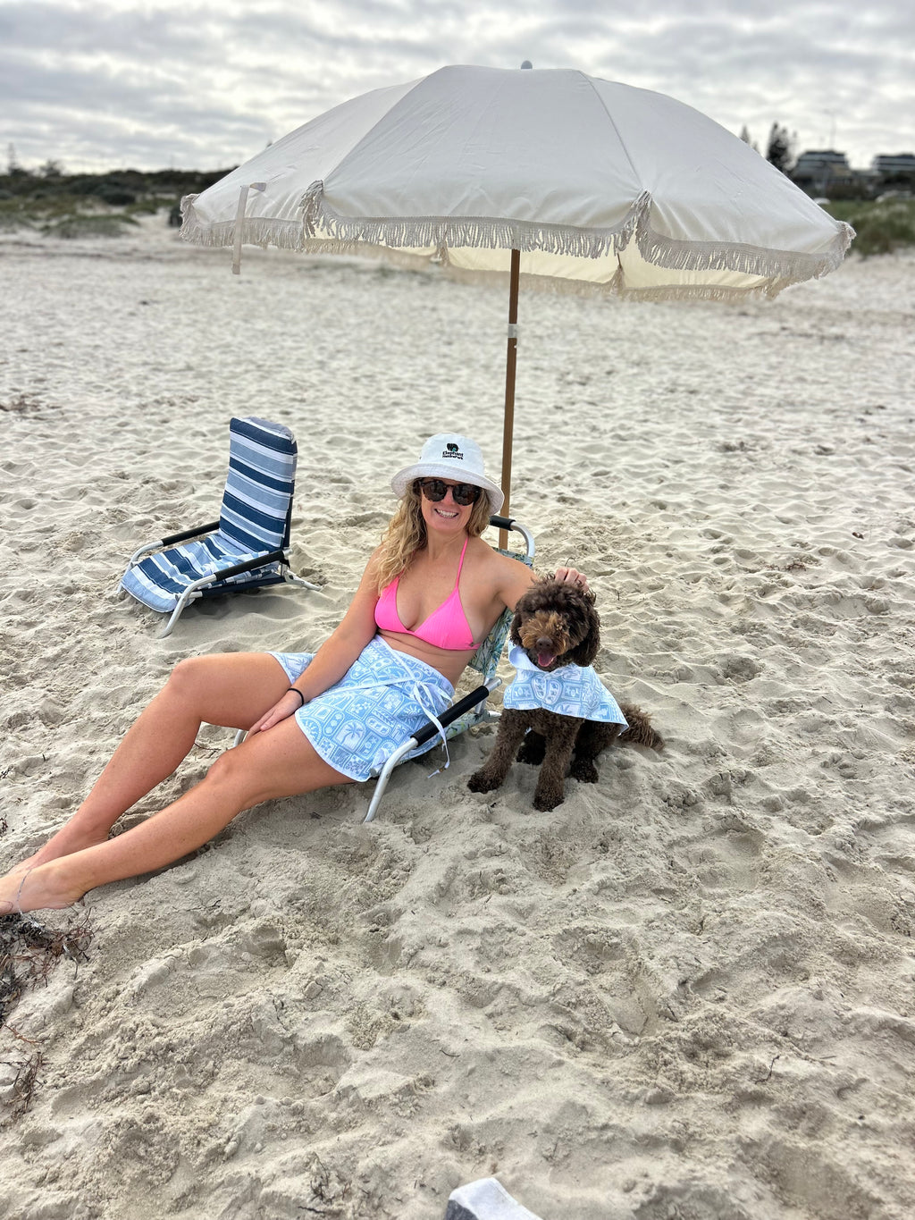 Girls Wrap Towel Skirt - Postcards Blue
