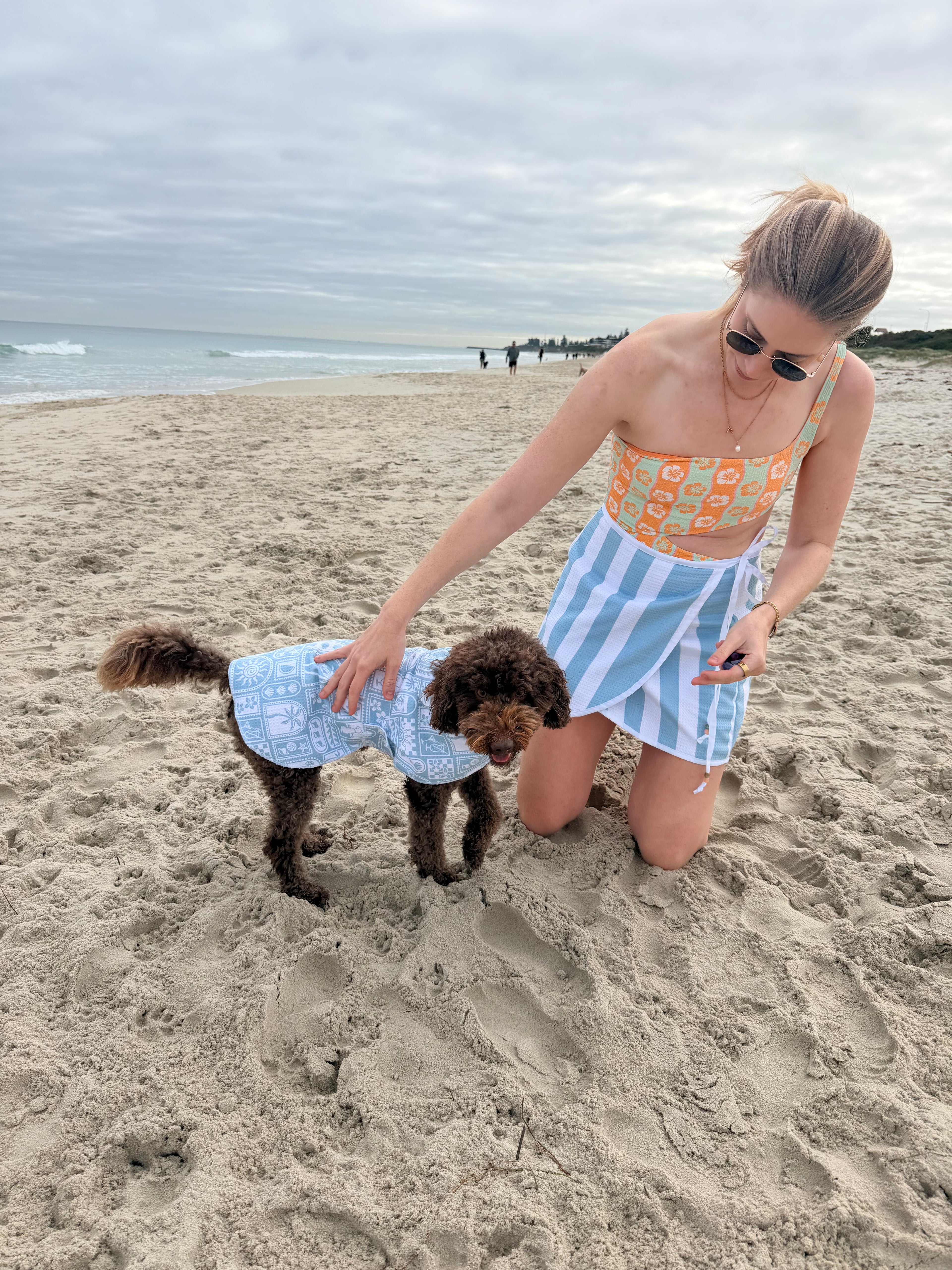 Wrap Towel Skirt - Blue Stripes