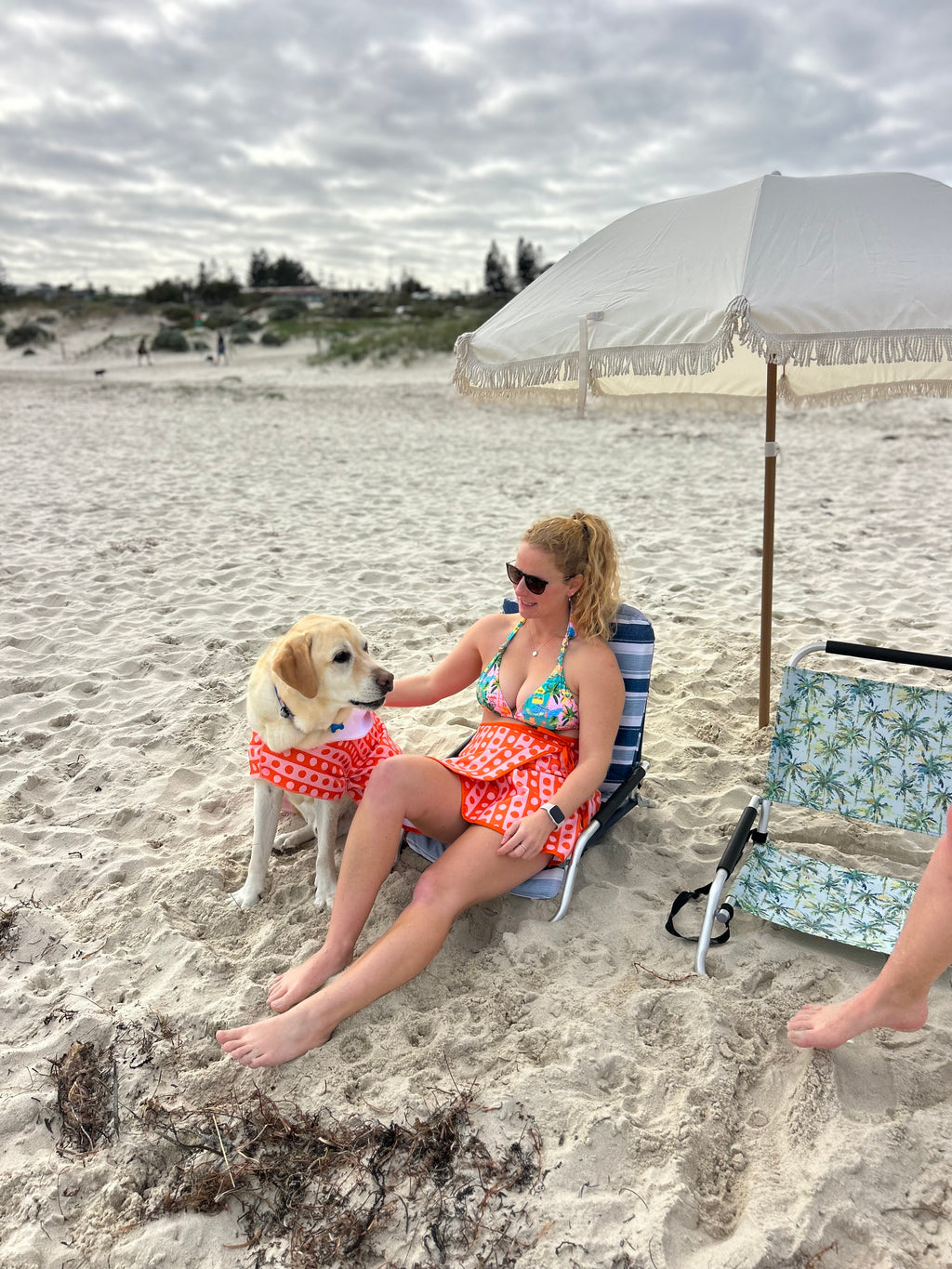 Dog Towel Robe - Orange Spotted Stripes