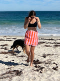 Wrap Towel Skirt - Orange and Pink Stripes