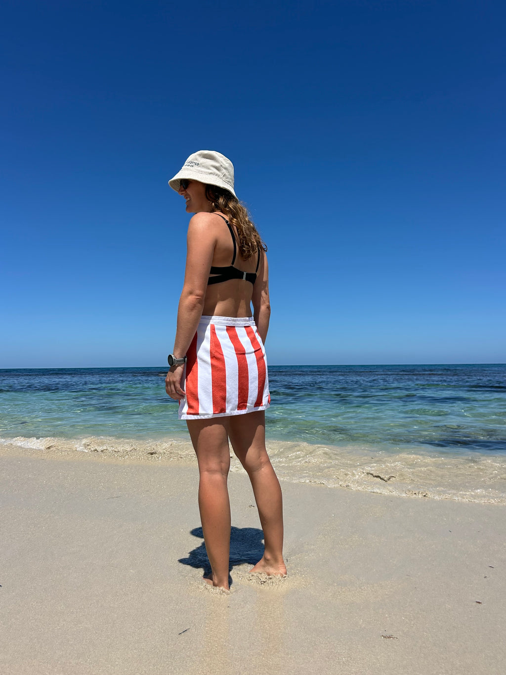 Wrap Towel Skirt - Orange Striped