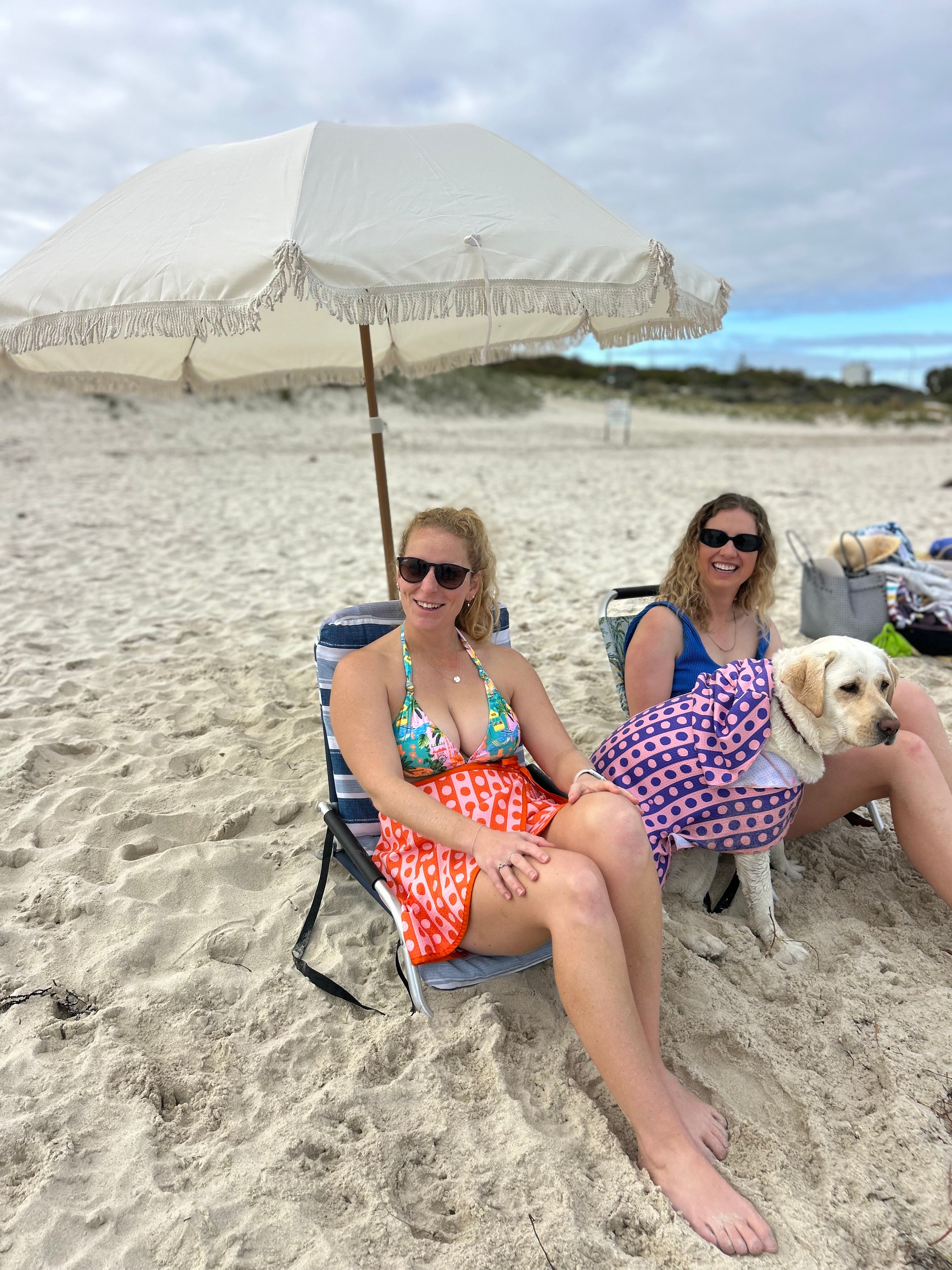 Dog Towel Robe - Purple Spotted Stripes