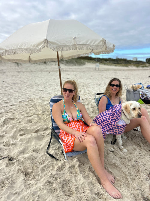 Dog Towel Robe - Purple Spotted Stripes