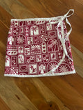 Girls Wrap Towel Skirt - Postcards Maroon